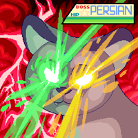 <b>Begone, Human! [8th July 2017]</b><br>
Based on a cat meme image, wherein a particular cat has glowing laser eyes.